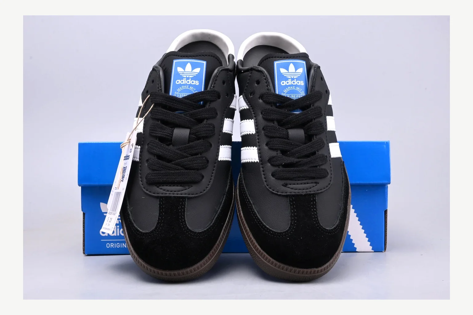 Adidas Originals Samba Black White OOPBuy route image showing white black low-top sneaker with mixed-material upper and low-profile shape thumbnail 5