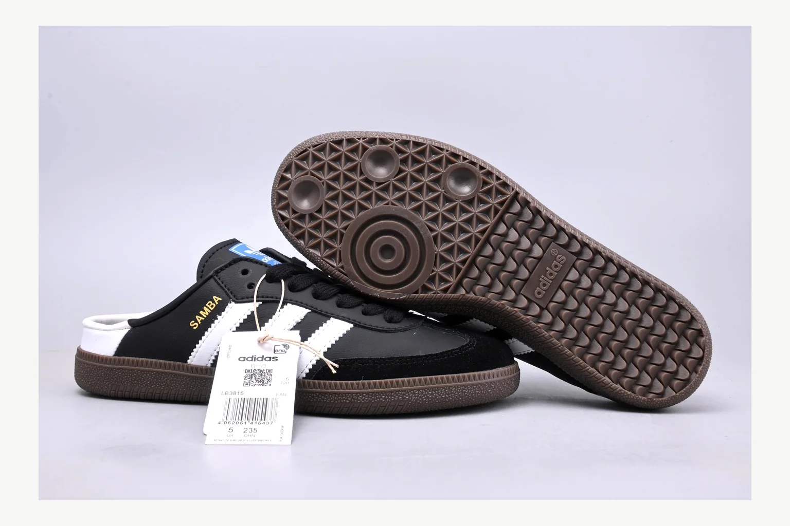 Adidas Originals Samba Black White OOPBuy route image showing white black low-top sneaker with mixed-material upper and low-profile shape thumbnail 6