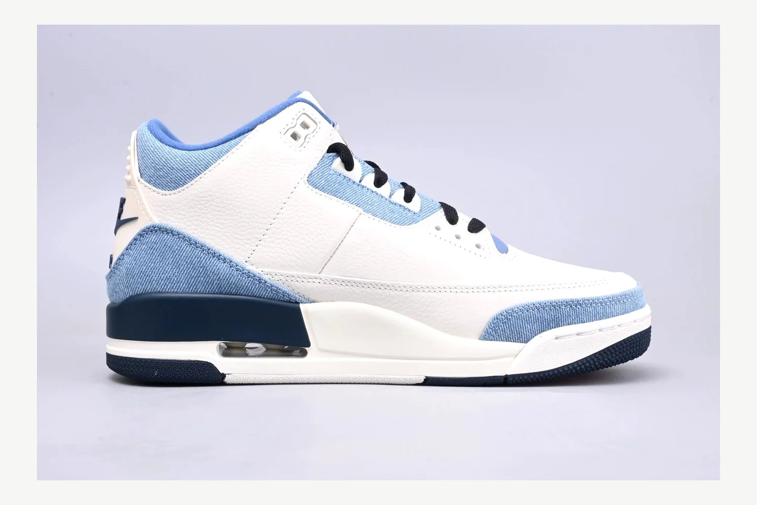 Jordan Air Jordan 3 Blue Sneaker OOPBuy route image showing white blue low-top sneaker with mixed-material upper and low-profile shape thumbnail 2