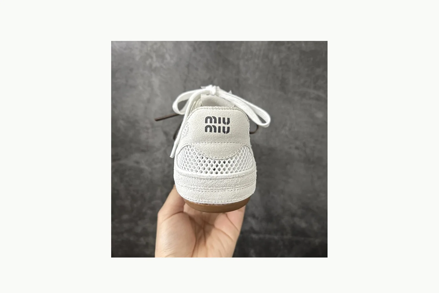 White Miu Miu low-top sneaker with bow detail, toe, heel, and sole thumbnail 4