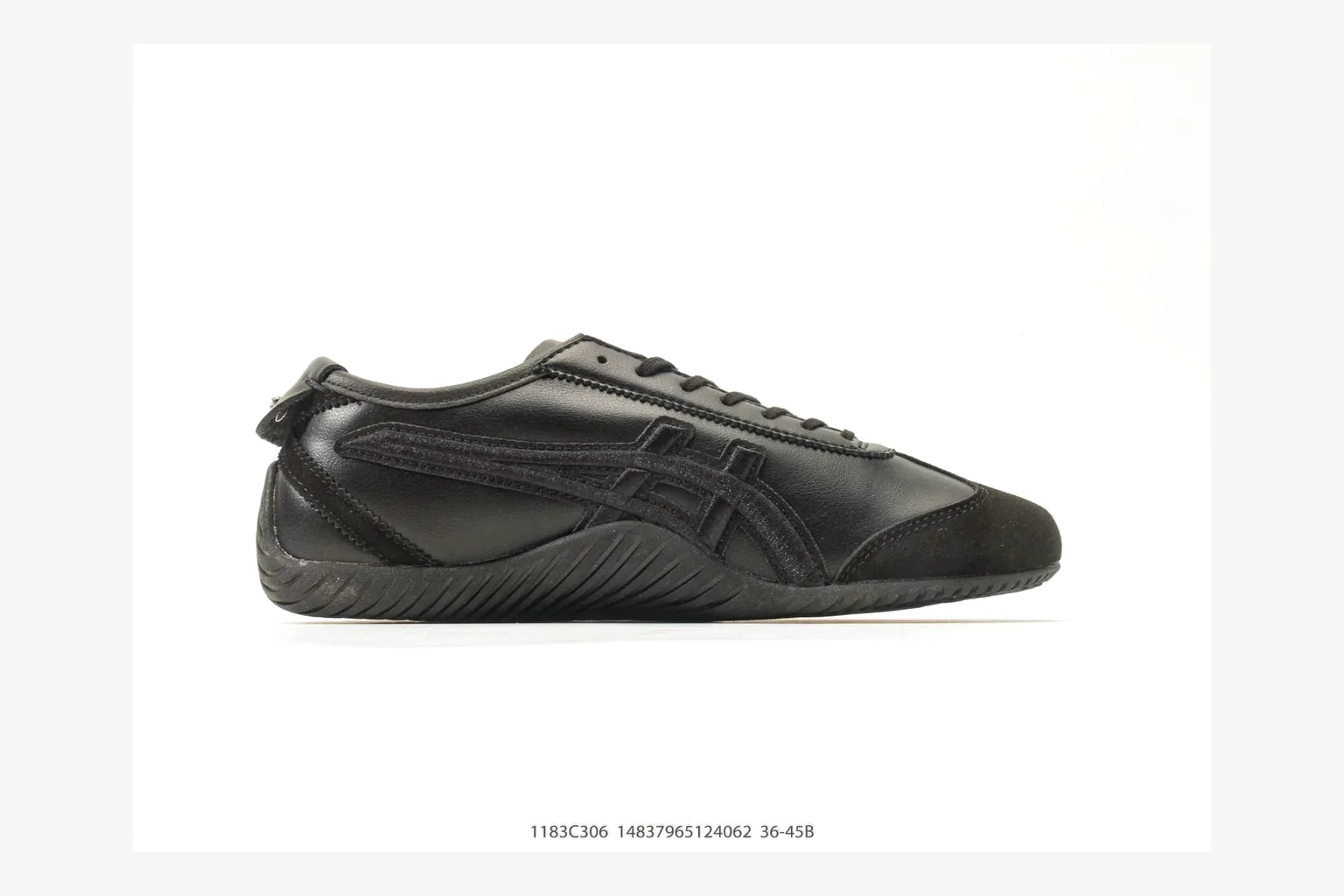 Black Onitsuka Tiger low top with side details, toe, heel, and sole edge thumbnail 2