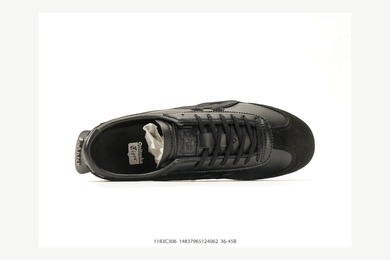 Black Onitsuka Tiger low top with side details, toe, heel, and sole edge thumbnail 3