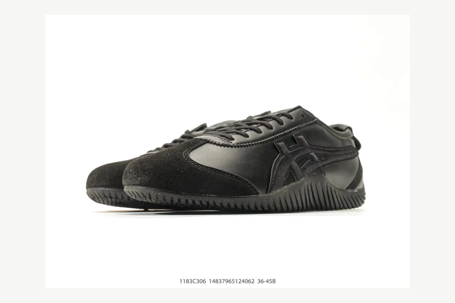 Black Onitsuka Tiger low top with side details, toe, heel, and sole edge thumbnail 5