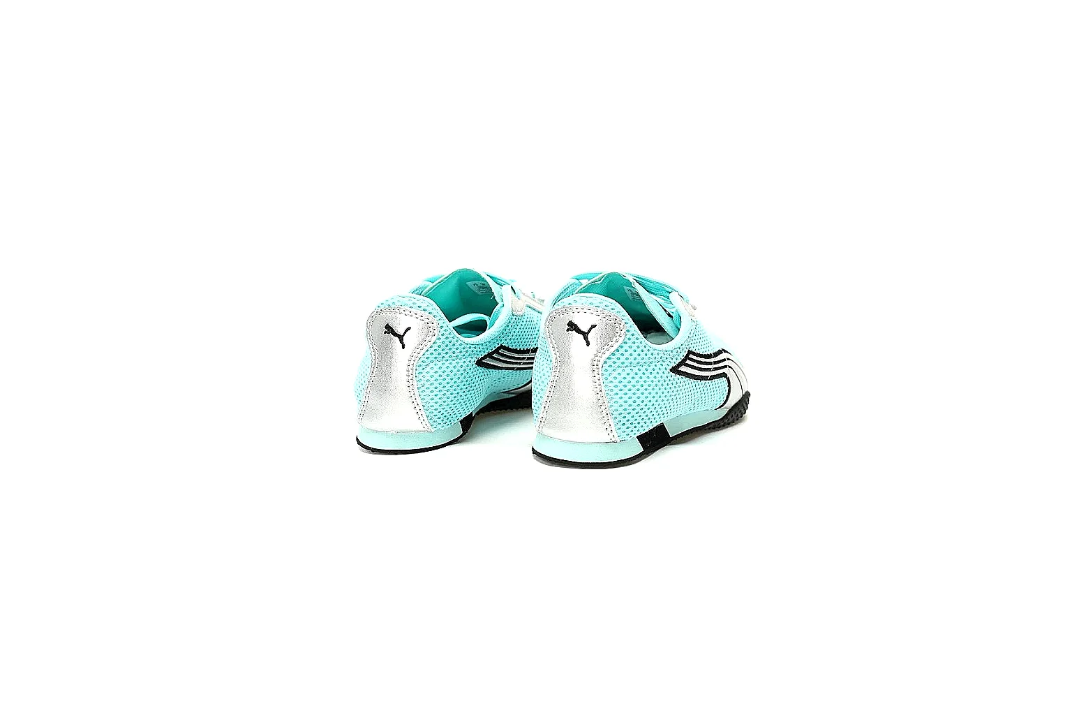 Puma aqua mesh low top side view with white stripe and black sole thumbnail 6